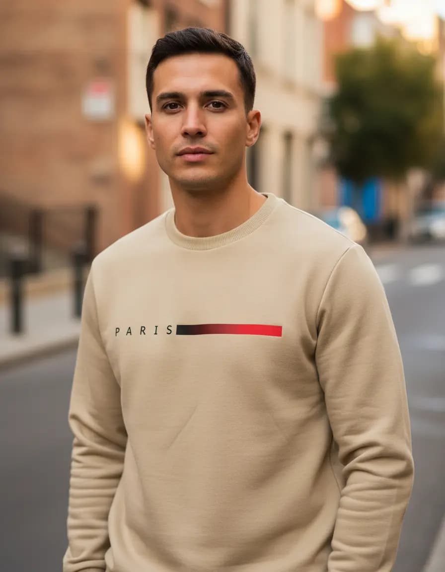 Moletom masculino Paris flanelado gola careca